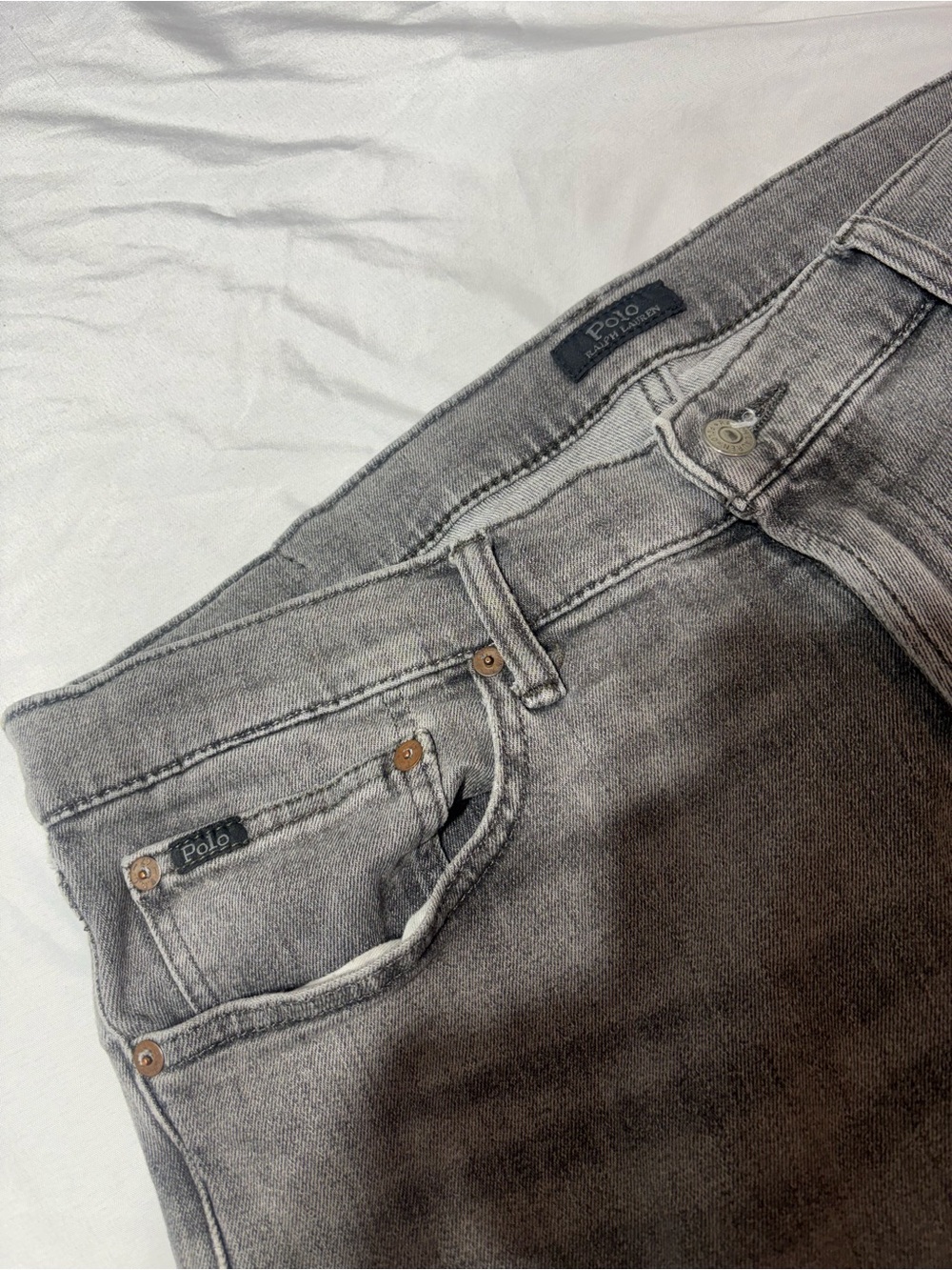Polo Ralph Lauren Sullivan Slim Jeans 36x30 Black Stonewash Leather Patch Denim